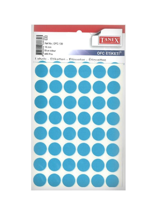 تانيكس ملصقات دائرية ذاتية اللصق من 480 قطعة أزرق