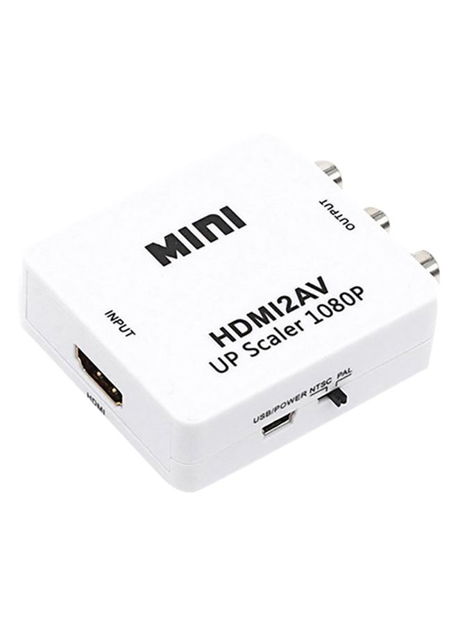 1080P HDMI To AV Composite Adapter White 