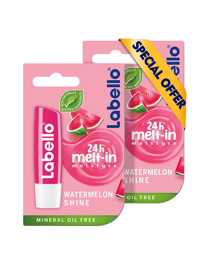 Labello - Pack Of 2 Moisturizing Lip Balm Watermelon Shine 4.8grams - Image 1