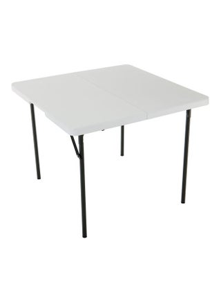 Adjustable Fold-In-Half Table White Granite/Silver 93.9x93.9x73.7cm - v1602496167/N40859207A_1