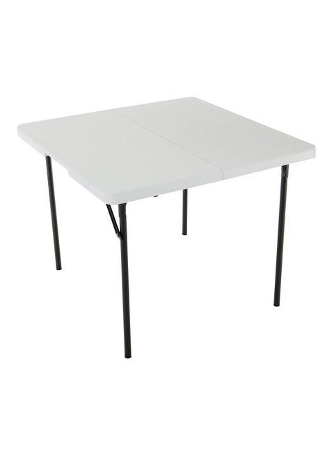 Adjustable Fold-In-Half Table White Granite/Silver 93.9x93.9x73.7cm