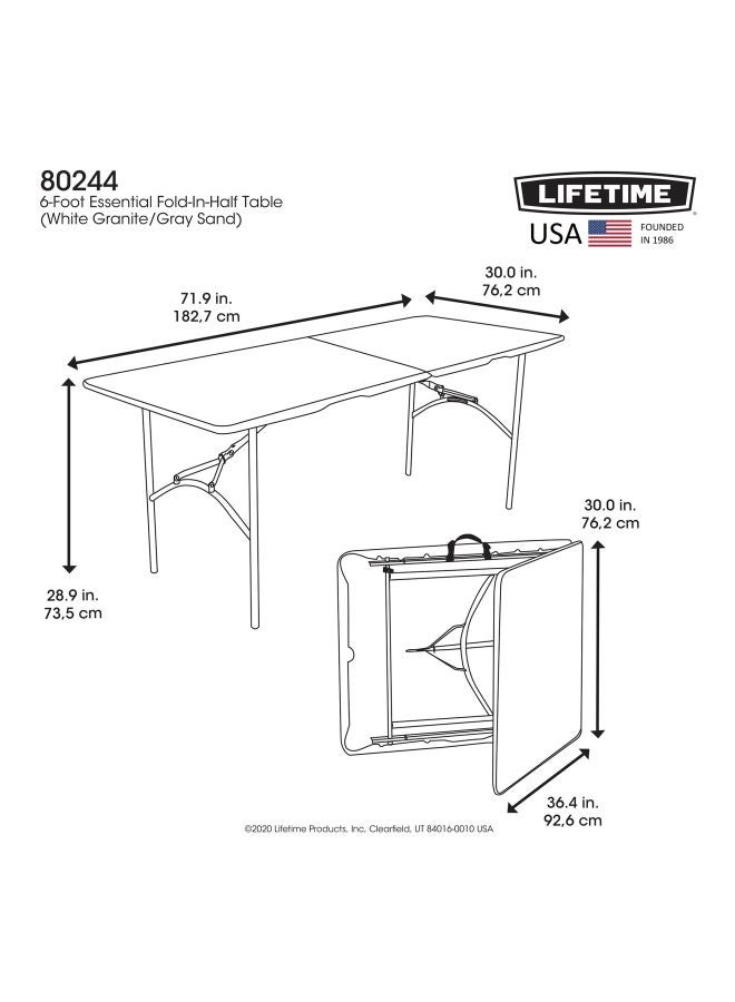Lifetime - Adjustable Fold-In-Half Table 182.7x76.2x73.5cm - Image 1