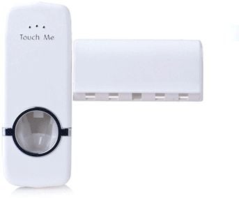 Creative Automatic Toothpaste Dispenser with Toothbrush Holder White  - Image 2