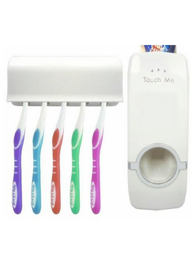Creative Automatic Toothpaste Dispenser with Toothbrush Holder White  - Image 1
