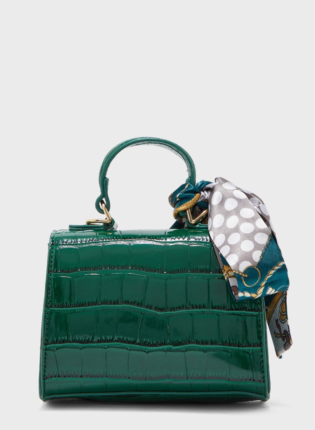 Mini Satchel With Scarf Detail Green 