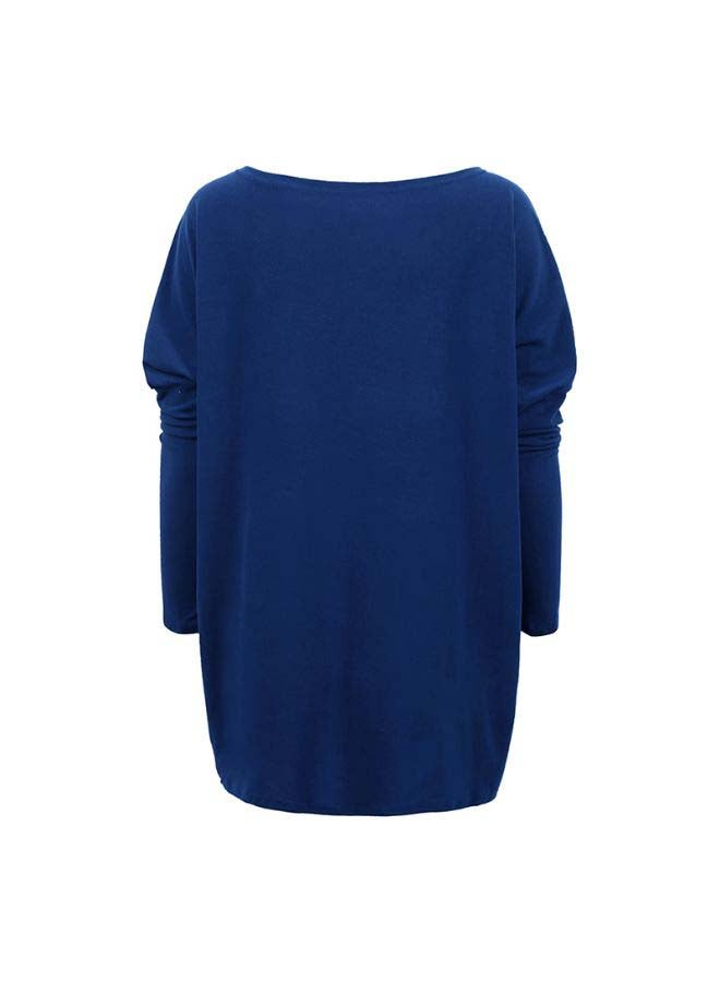 Flared Hem Over Sized Tunics T-Shirt Royal Blue - Image 1