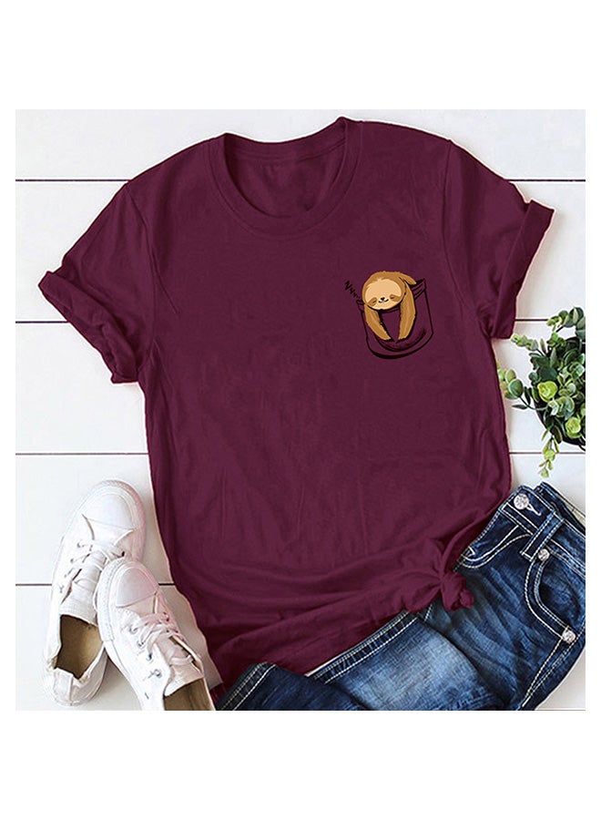 Cotton Cool T-Shirt Burgundy  - Image 2