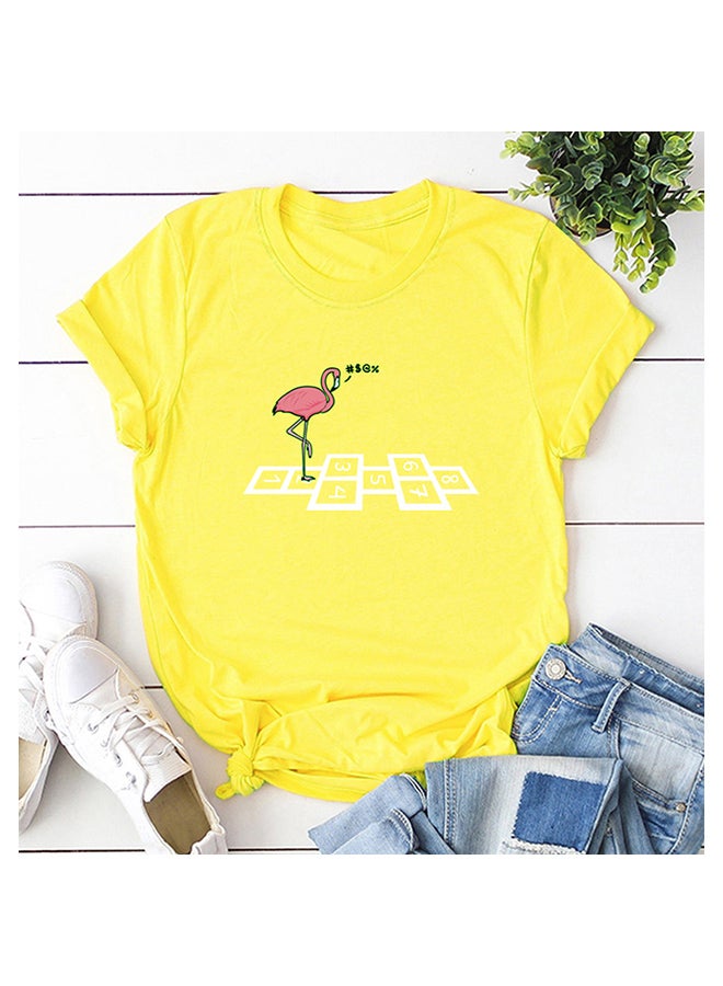 Flamingo Number Printed T-Shirt Yellow  - Image 1