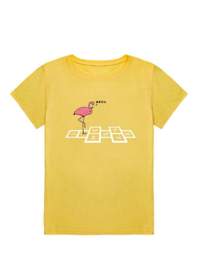 Flamingo Number Printed T-Shirt Yellow  - Image 2