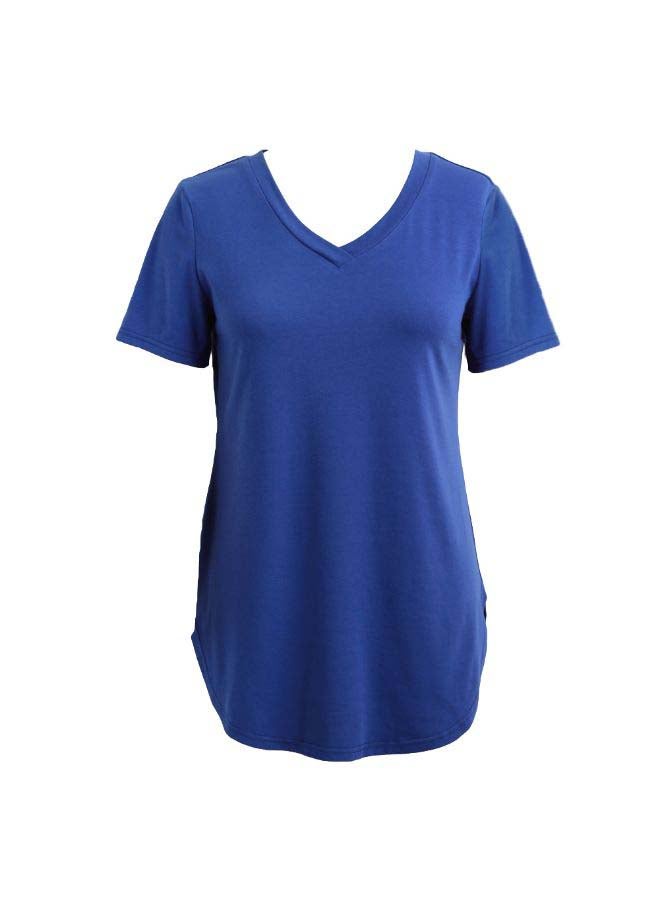 Hem Long Casual T-shirt Blue - Image 1