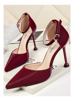 Generic Pointed Toe Designed High-Heeled Shoes Red  - Image 1