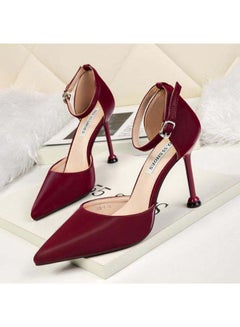 Generic Pointed Toe Designed High-Heeled Shoes Red  - Image 3
