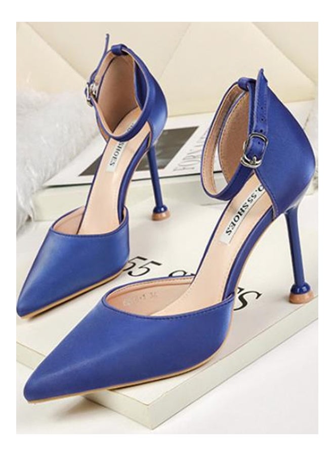 Pointed Toe Designed High-Heeled Shoes Blue  - Image 1