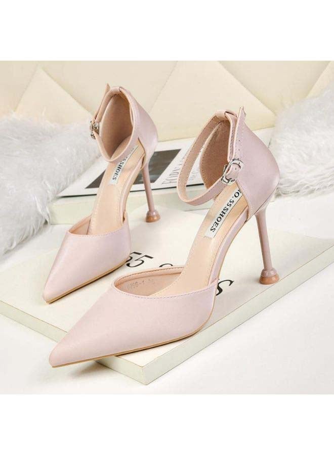 Pointed Toe Designed High-Heeled Shoes Pink  - Image 2