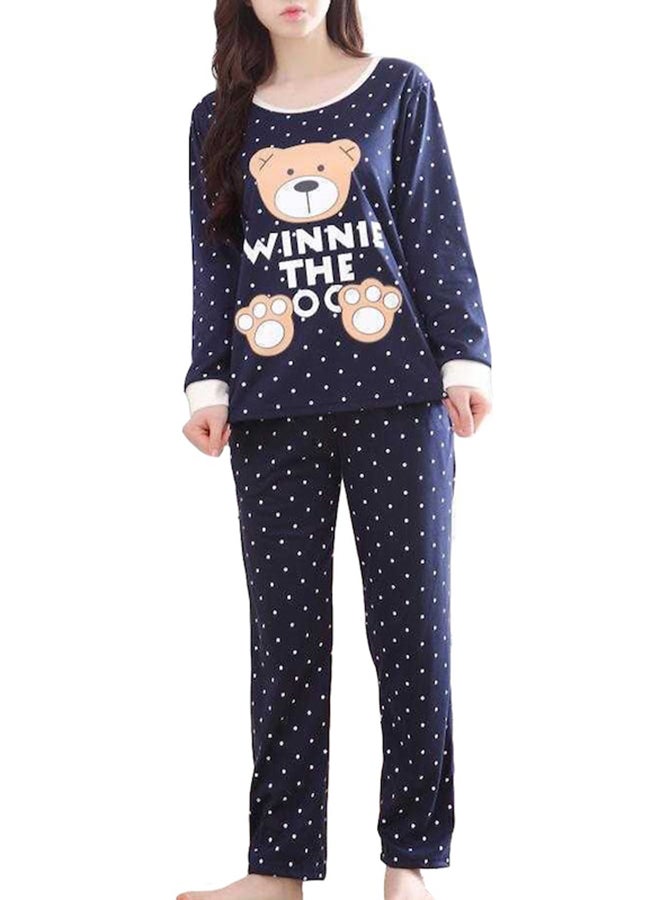 Beauenty Sweet Polka Dots Pajamas Set Blue/Beige  - Image 1