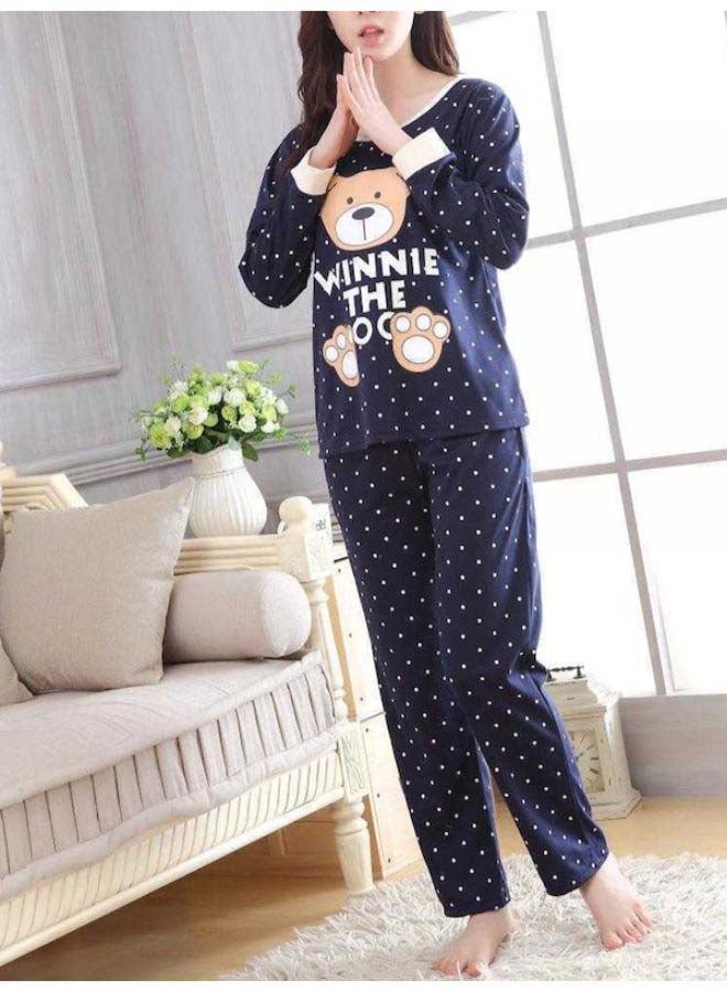 Beauenty Sweet Polka Dots Pajamas Set Blue/Beige  - Image 3