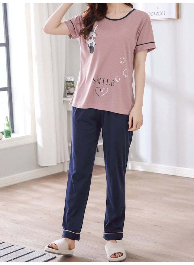 Beauenty Cartoon Pattern Pajamas Set Pink/Blue  - Image 3
