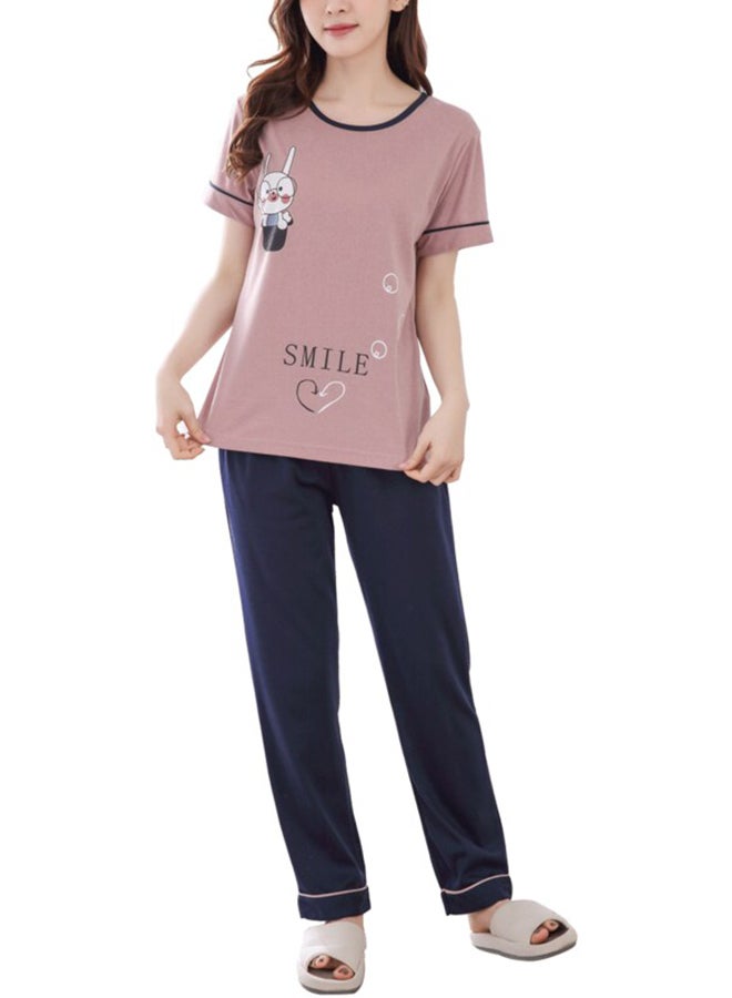 Beauenty Cartoon Pattern Pajamas Set Pink/Blue  - Image 1