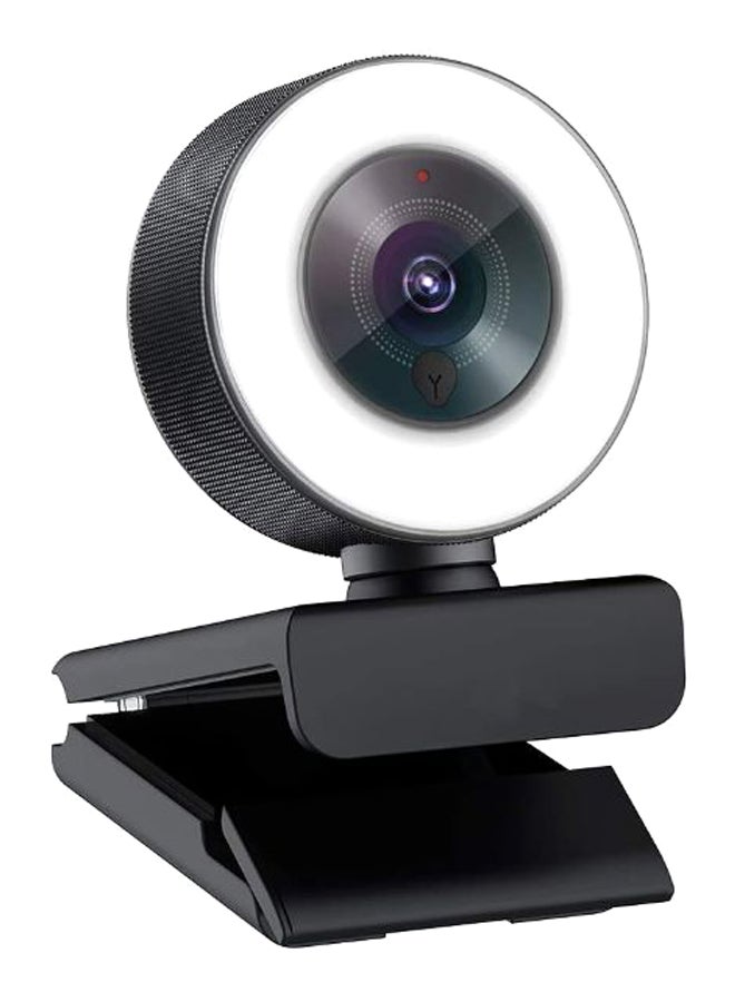 Generic - 1080P HD Streaming Webcam Computer Video Camera 2 Megapixels Auto Focus 360° Rotation with 3 Levels Adjustable Ring Light Built-in Microphone USB Plug & Play Compatible with Windows Android Mac for Video Meeting Online Teaching Live Webcasting Black - Image 1