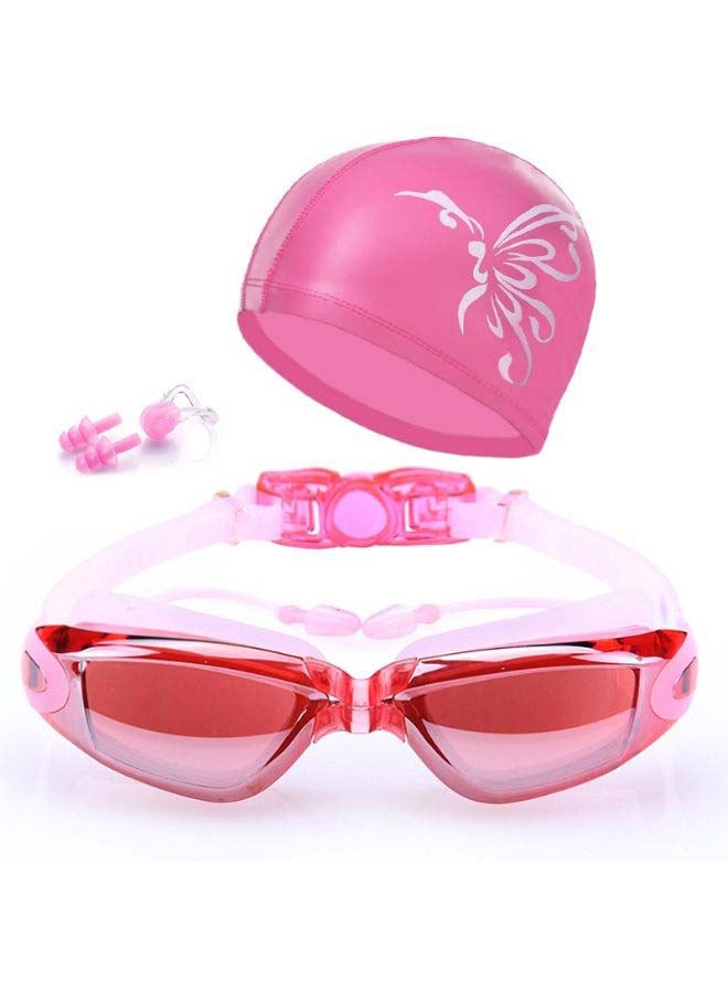 Generic - 5-Piece Fogproof Swimming Goggles With Swimming Cap And Earplug Set 20x4x15cm - Image 1