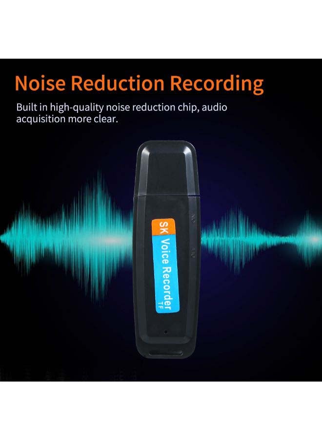 Mini Portable USB Voice Recorder Rechargeable U-Disk Recorder One-Button Recording Storage Support 1-32G TF Card for Meeting Lecture Interview Black  - Image 3