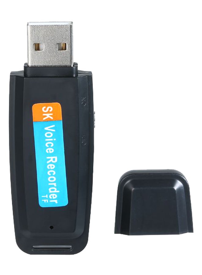 Mini Portable USB Voice Recorder Rechargeable U-Disk Recorder One-Button Recording Storage Support 1-32G TF Card for Meeting Lecture Interview Black