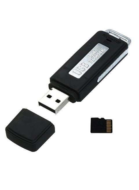 Mini USB Voice Recorder Digital Sound Audio Recorder Dictaphone 8GB USB Flash Drive Recording Device Rechargeable Battery for Lectures Meetings Classes Interviews Black
