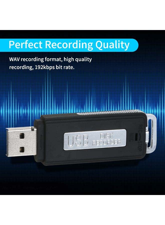 Mini USB Voice Recorder Digital Sound Audio Recorder Dictaphone 8GB USB Flash Drive Recording Device Rechargeable Battery for Lectures Meetings Classes Interviews Black