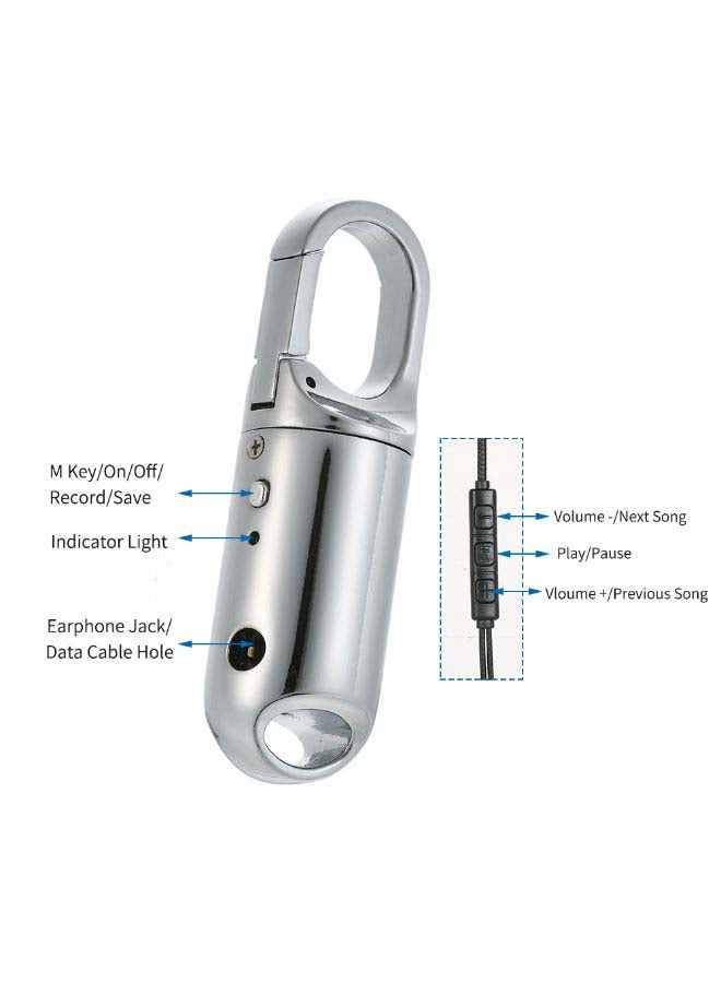 Generic - Portable Keychain Digital Voice Recorder MP3 Player Sound Audio Recorder Dictaphone 8GB Memory Capacity Recording Device with Earphone Rechargeable for Meetings Classes Lectures Interviews Silver - Image 1