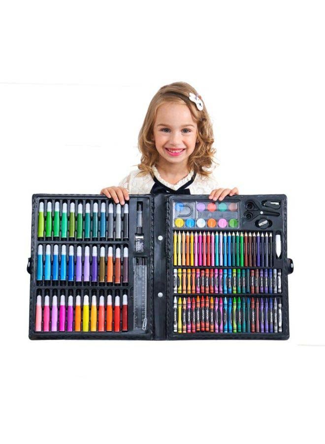 150-Piece Deluxe Art Set Drawing Art Box with Markers Color Pencils Black  - Image 3