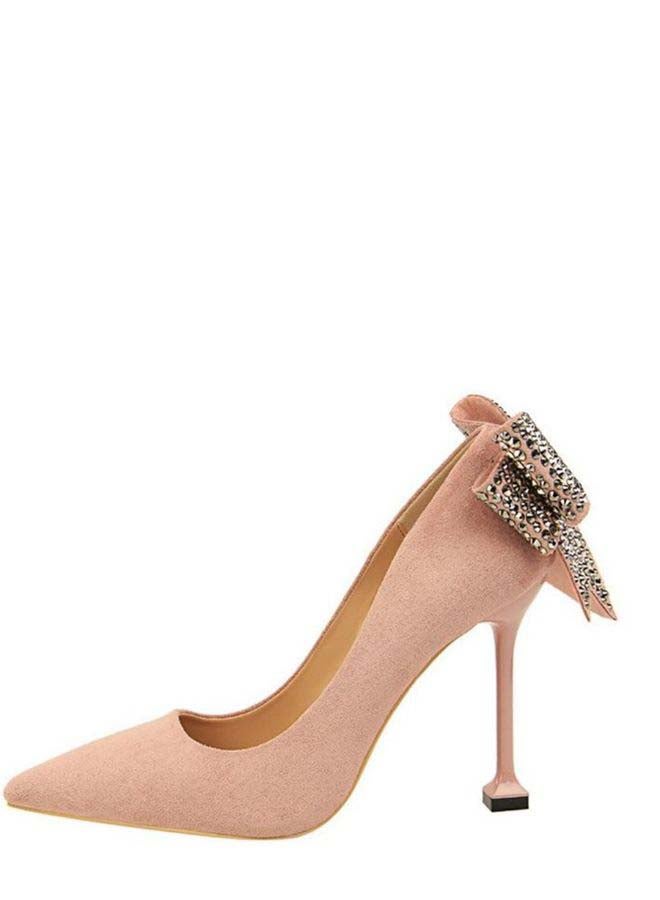 Bow Knot Detail Slip-On Pumps Pink - Image 2