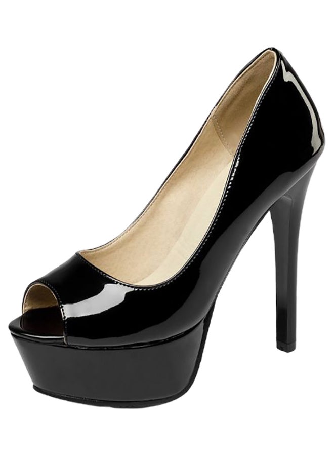 Platform Heel Pumps Black - Image 1