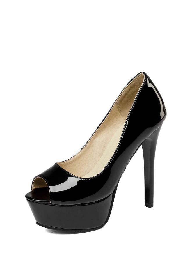 Platform Heel Pumps Black - Image 2