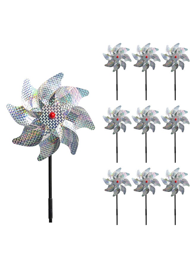 10Pcs Bird Repellent Pinwheel Reflective Sparkly Pin Wheels Protect Garden Plant Flower Bird Rpellent Windmill Garden Decoration multicolour 8.00*1.00*8.00cm - Image 1