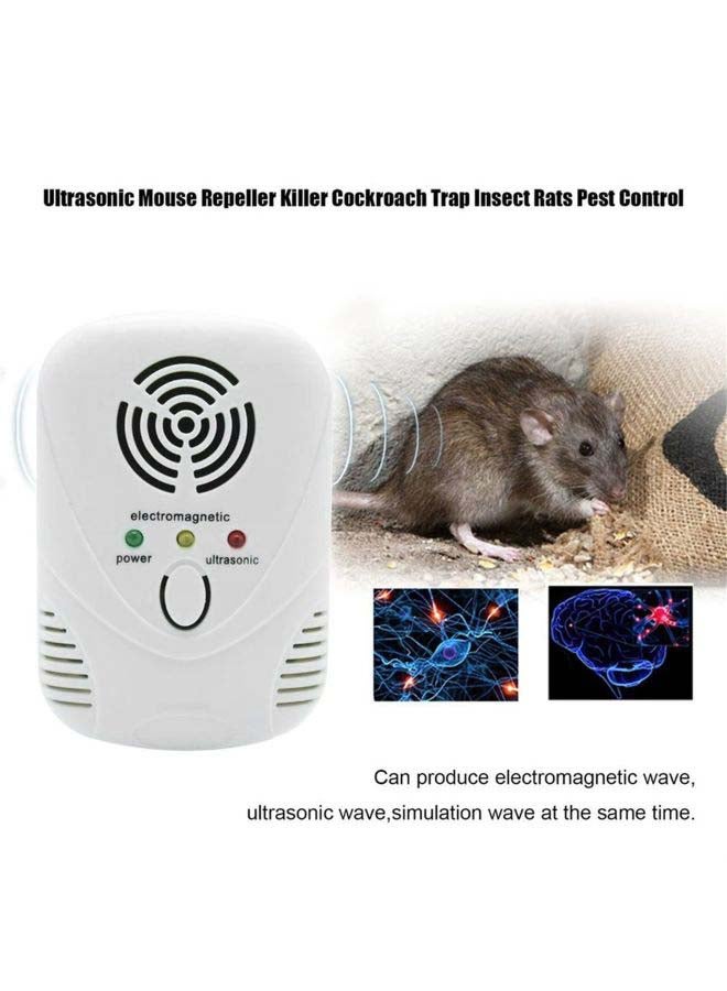 Generic - Ultrasonic Mouse Repeller Killer Cockroach Trap Insect Rats Pest Control white 10 * 7 * 7cm - Image 1