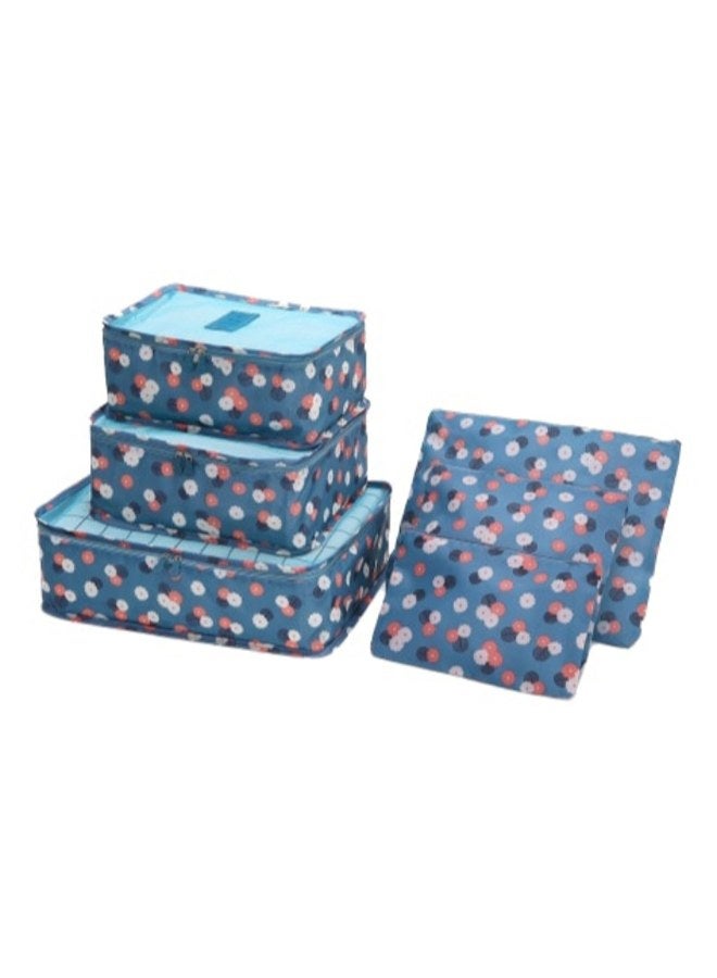 طقم حقائب سفر لتنظيم الأمتعة مكون من 6 قطع أزرق/أبيض/وردي - Image 1