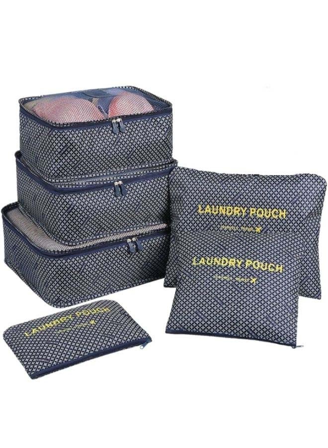 6-Piece Luggage Travel Organizer Bag Set Deep Blue - Image 3