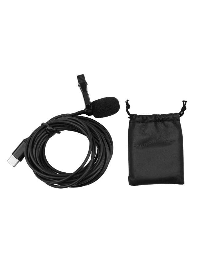 Generic Omni-directional Condenser Lavalier Microphone With Foam Windshield 3m Cable Compatible with Type-C D8872 Black  - Image 2