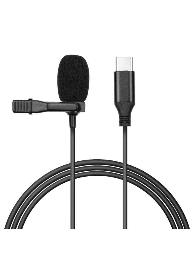 Generic Omni-directional Condenser Lavalier Microphone With Foam Windshield 3m Cable Compatible with Type-C D8872 Black  - Image 3