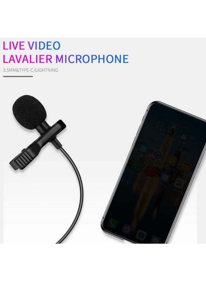 Lavalier Microphone Lapel Clip-on Condenser Mini Mic 3.5mm TRRS Plug For Video  With Type-C Conversion Plug Black - Image 3