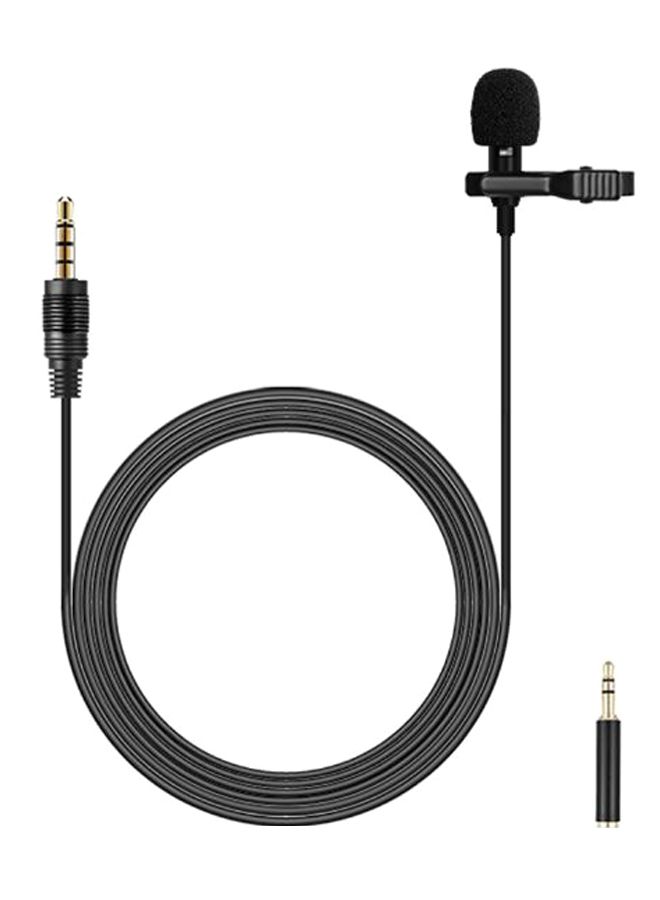 Lavalier Microphone Lapel Clip-on Condenser Mini Mic 3.5mm TRRS Plug With TRS Conversion Plug Black - Image 1