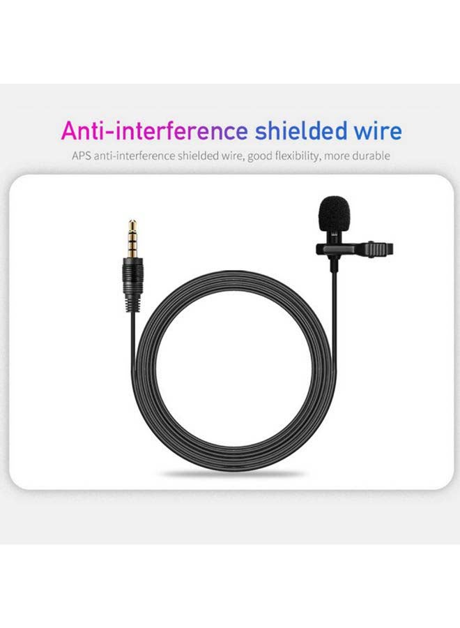 Lavalier Microphone Lapel Clip-on Condenser Mini Mic 3.5mm TRRS Plug With TRS Conversion Plug Black - Image 2