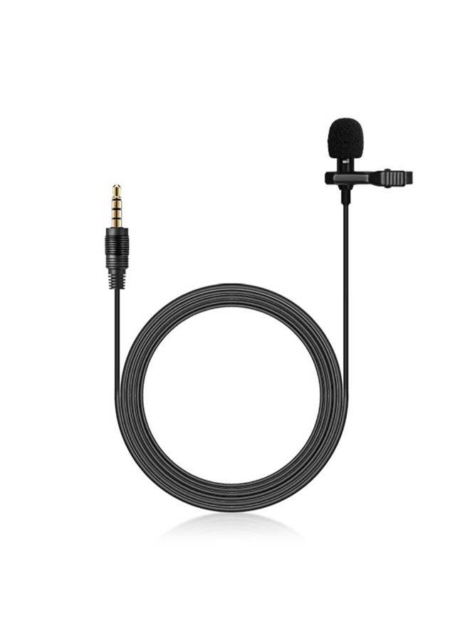 Lavalier Microphone Lapel Clip-on Condenser Mini Mic 3.5mm TRRS Plug Black - Image 1
