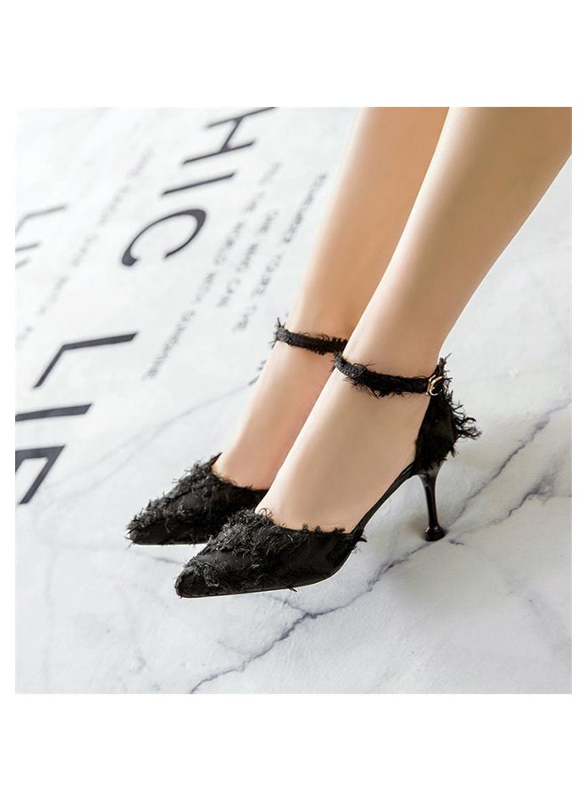 Thin Heel Pointed Toe Elegant Shoes Black