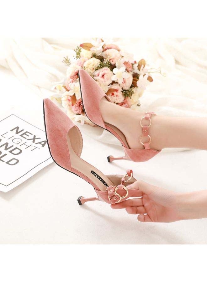 Pointed Toe Thin Heel Stylish Shoes Pink  - Image 2