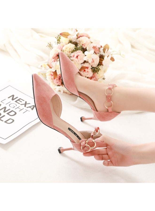 Pointed Toe Thin Heel Stylish Shoes Pink  - Image 3