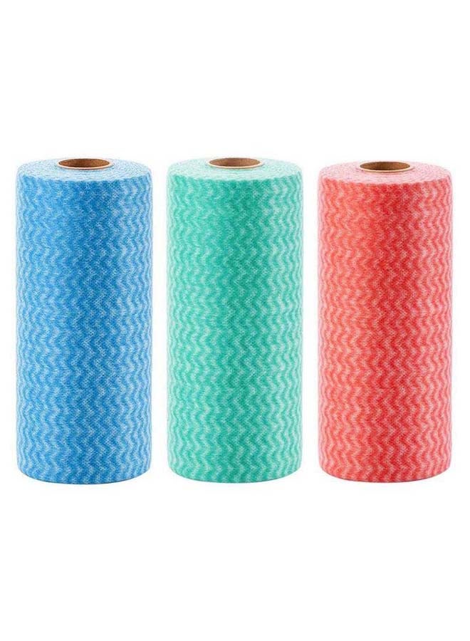 Generic Pack Of 3 Kitchen Disposable Towels Roll Blue/Green/Red One Size  - Image 1