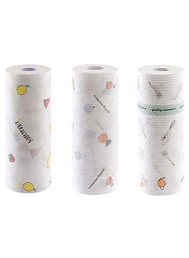 Generic Pack Of 3 Kitchen Disposable Towels Roll White One Size  - Image 1