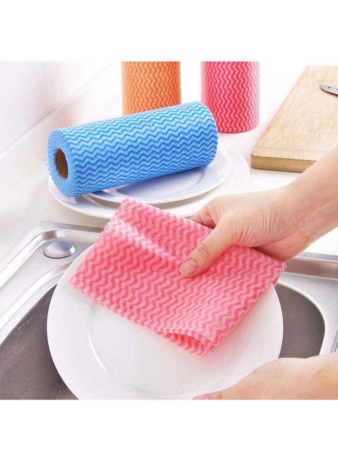 Generic Pack Of 3 Kitchen Disposable Towels Roll Blue/Green/Red One Size  - Image 2