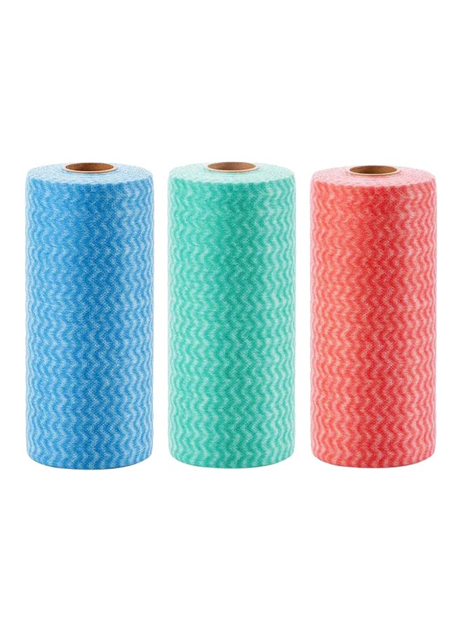 Generic Pack Of 3 Kitchen Disposable Towels Roll Blue/Green/Red One Size  - Image 1